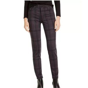 KUT High-rise Skinny Ankle Plaid Pants in Blackberry Size 16 NWT